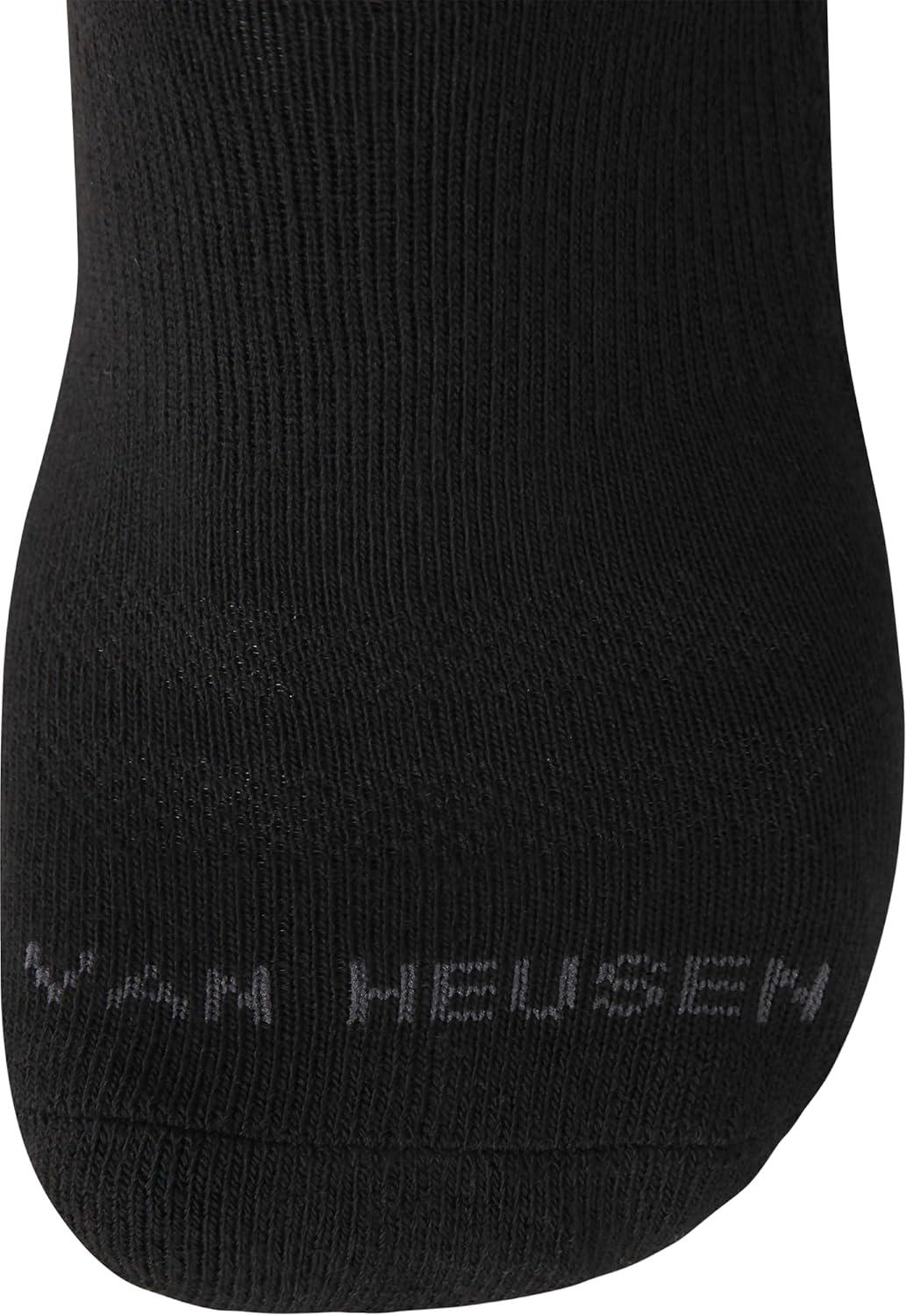 imageVan Heusen Mens Quarter Socks 6 Pack Soft Stretch Moisture Wicking Cushioned Athletic Ankle Socks for MenSolid Black