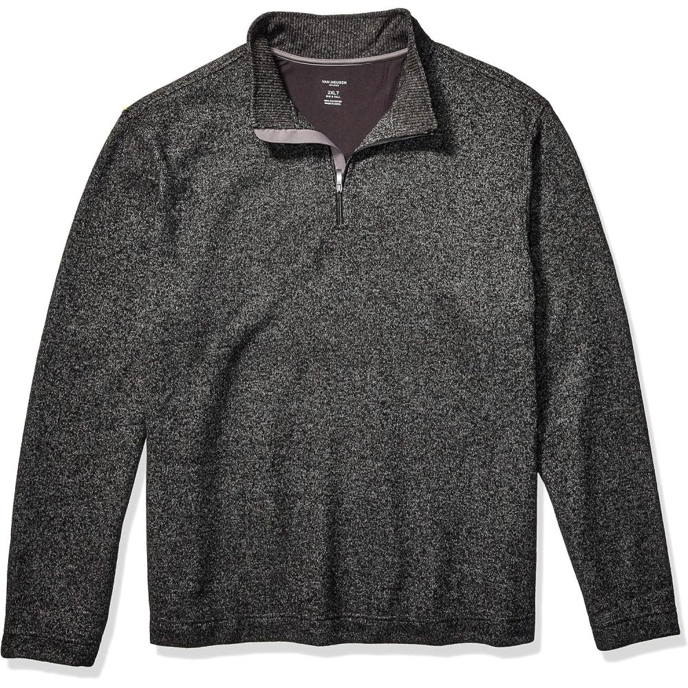 imageVan Heusen Mens Big and Tall Flex Long Sleeve 14 Zip Soft Sweater FleecePullover SweaterGrey