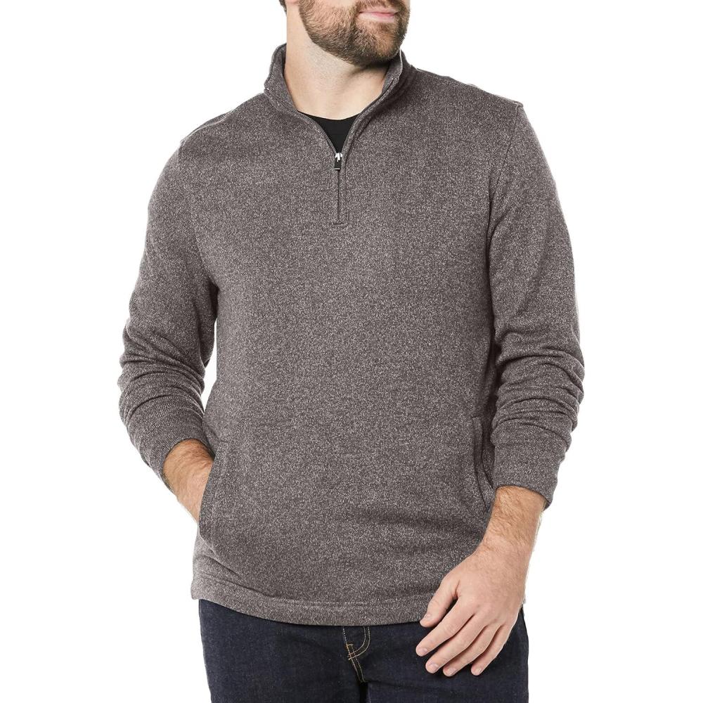 imageVan Heusen Mens Big and Tall Flex Long Sleeve 14 Zip Soft Sweater FleecePullover SweaterIron Gate