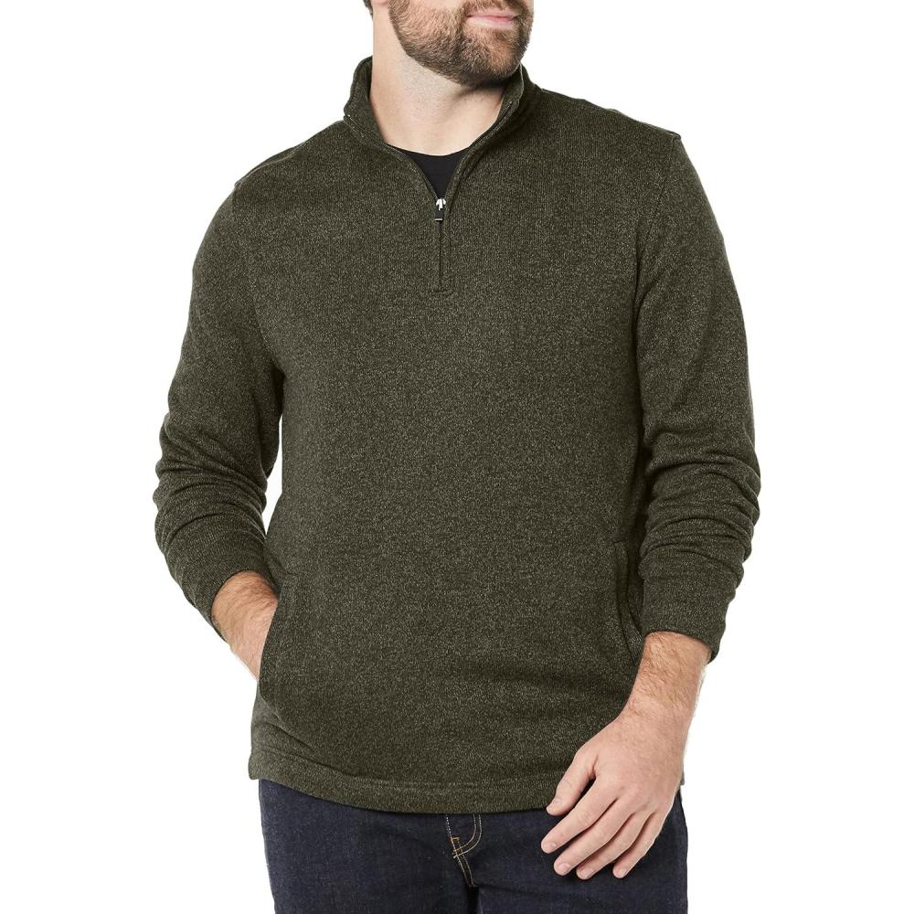 imageVan Heusen Mens Big and Tall Flex Long Sleeve 14 Zip Soft Sweater FleecePullover SweaterRosin