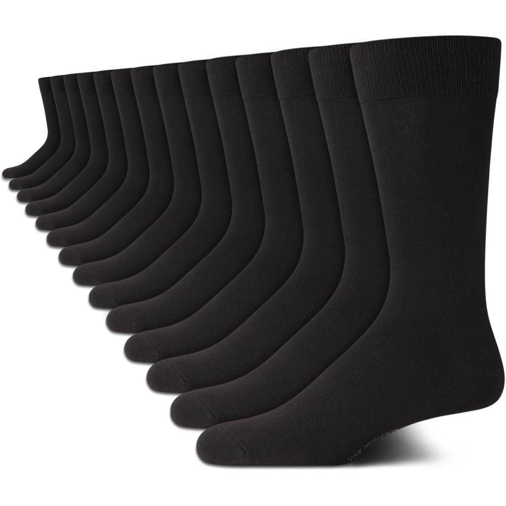 imageVan Heusen Mens Dress Socks  14 Pack Soft Stretch Moisture Wicking Crew Socks for Men for Everyday Office Work WearAll Black