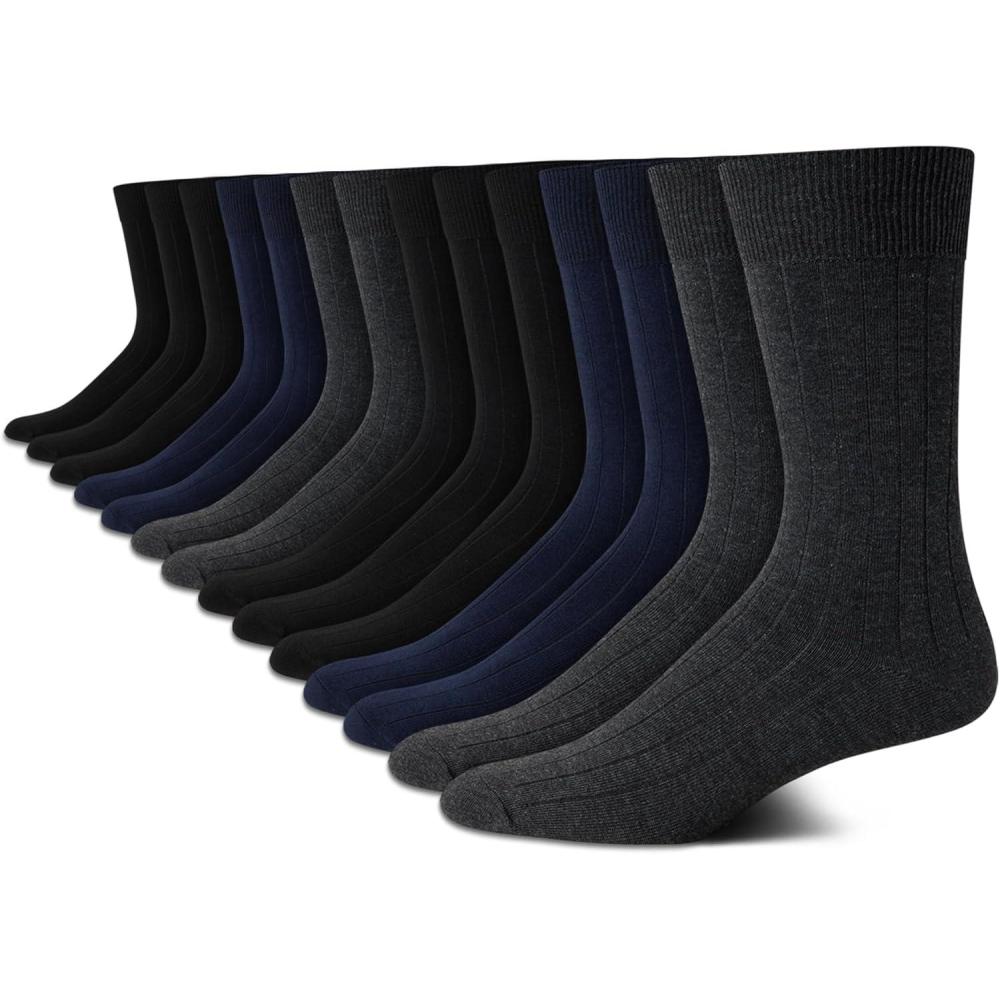 imageVan Heusen Mens Dress Socks 14 Pack Soft Stretch Moisture Wicking Crew Socks for Men for Everyday Office Work WearAssorted
