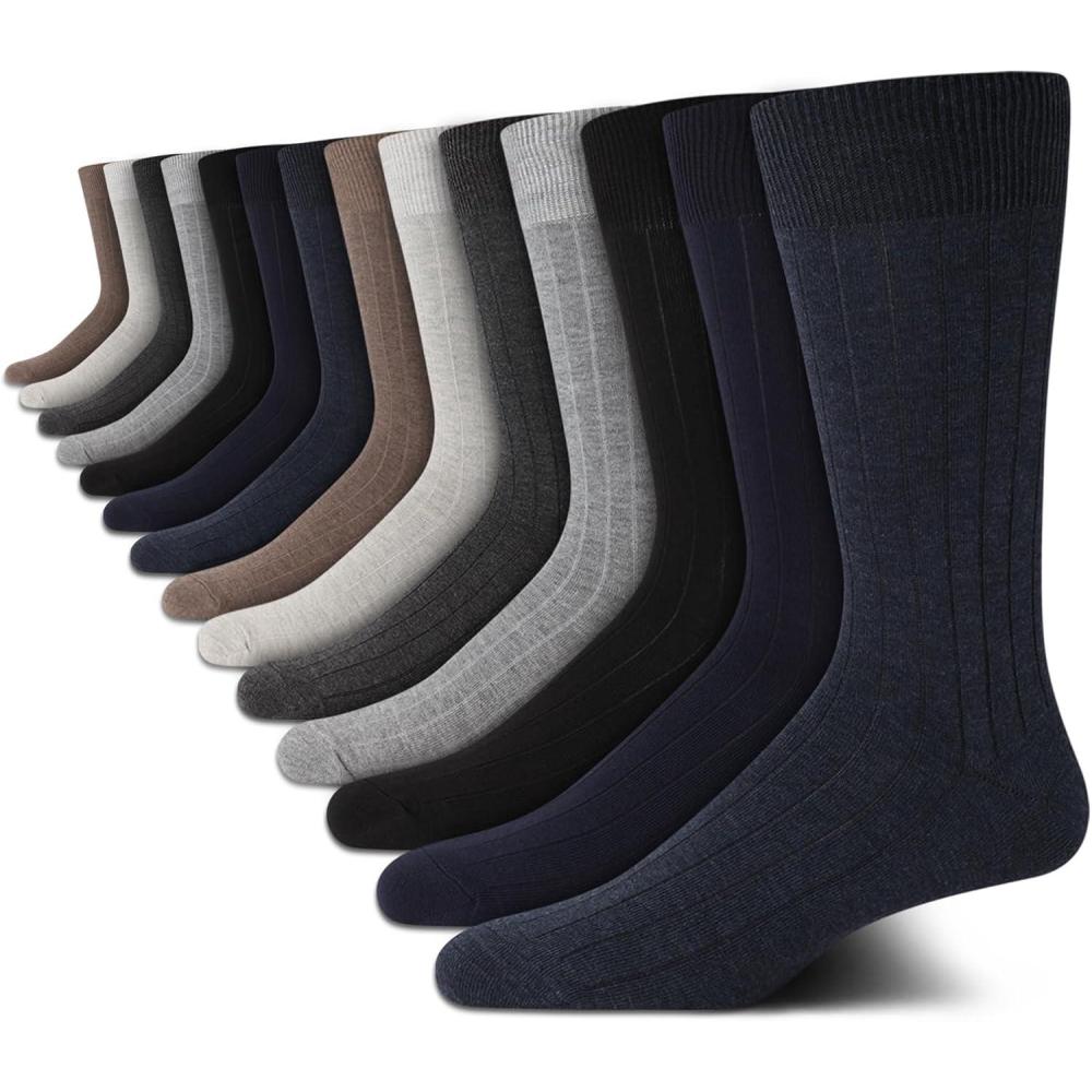 imageVan Heusen Mens Dress Socks  14 Pack Soft Stretch Moisture Wicking Crew Socks for Men for Everyday Office Work WearBlues