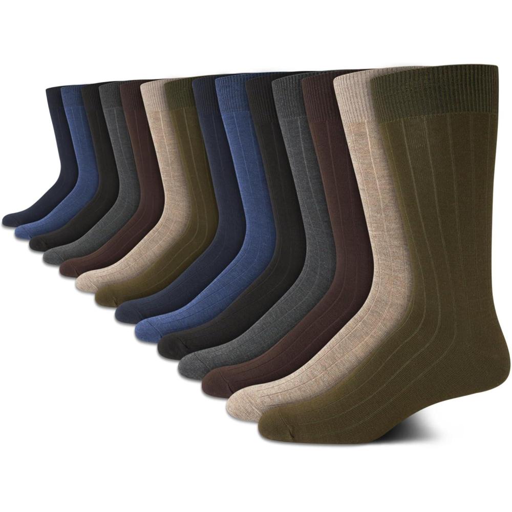 imageVan Heusen Mens Dress Socks  14 Pack Soft Stretch Moisture Wicking Crew Socks for Men for Everyday Office Work WearHeather Multi