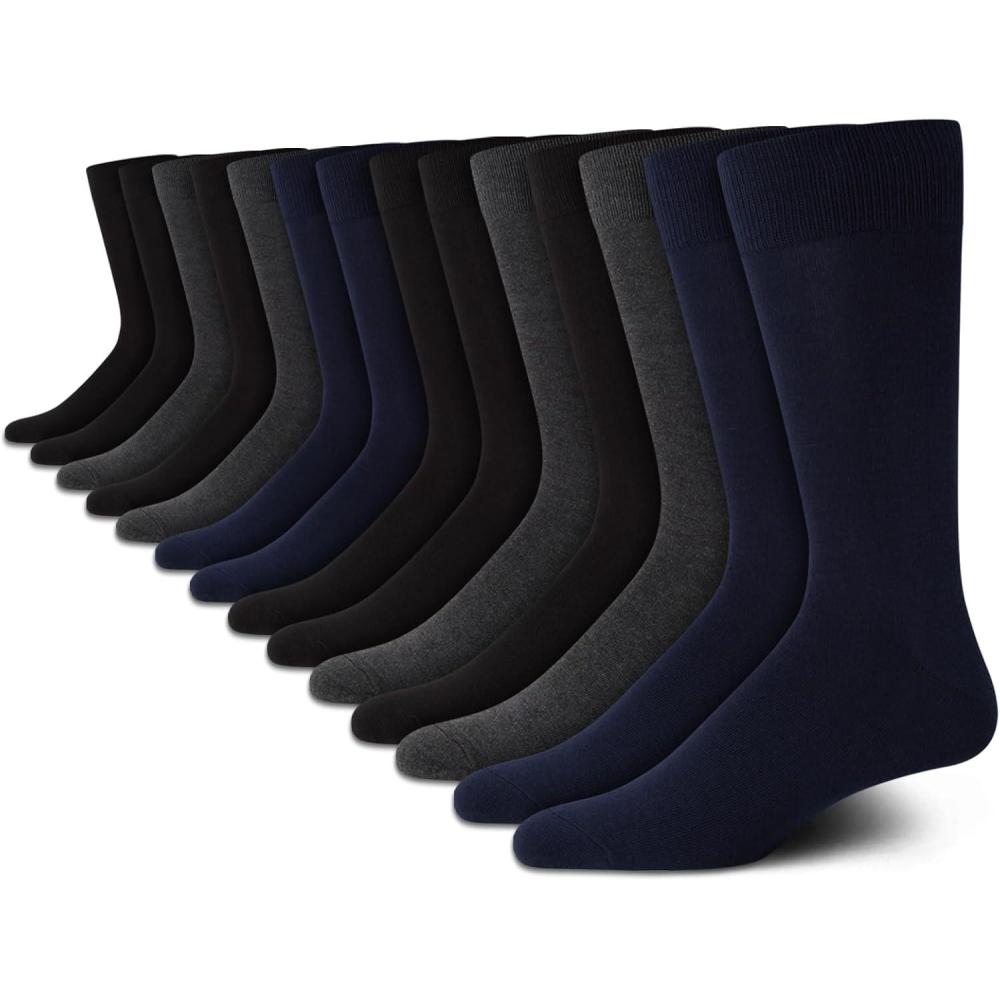imageVan Heusen Mens Dress Socks  14 Pack Soft Stretch Moisture Wicking Crew Socks for Men for Everyday Office Work WearNavy Assorted