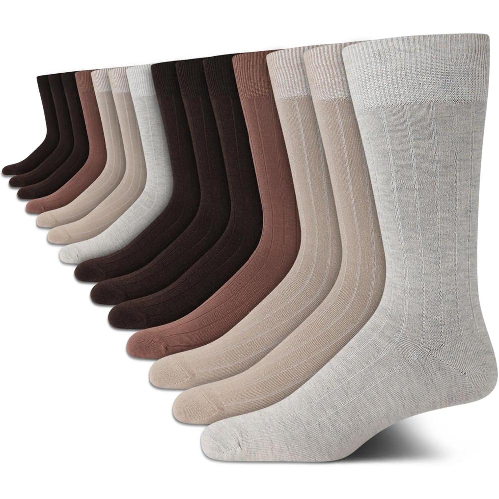 imageVan Heusen Mens Dress Socks  14 Pack Soft Stretch Moisture Wicking Crew Socks for Men for Everyday Office Work WearNeutral Assorted