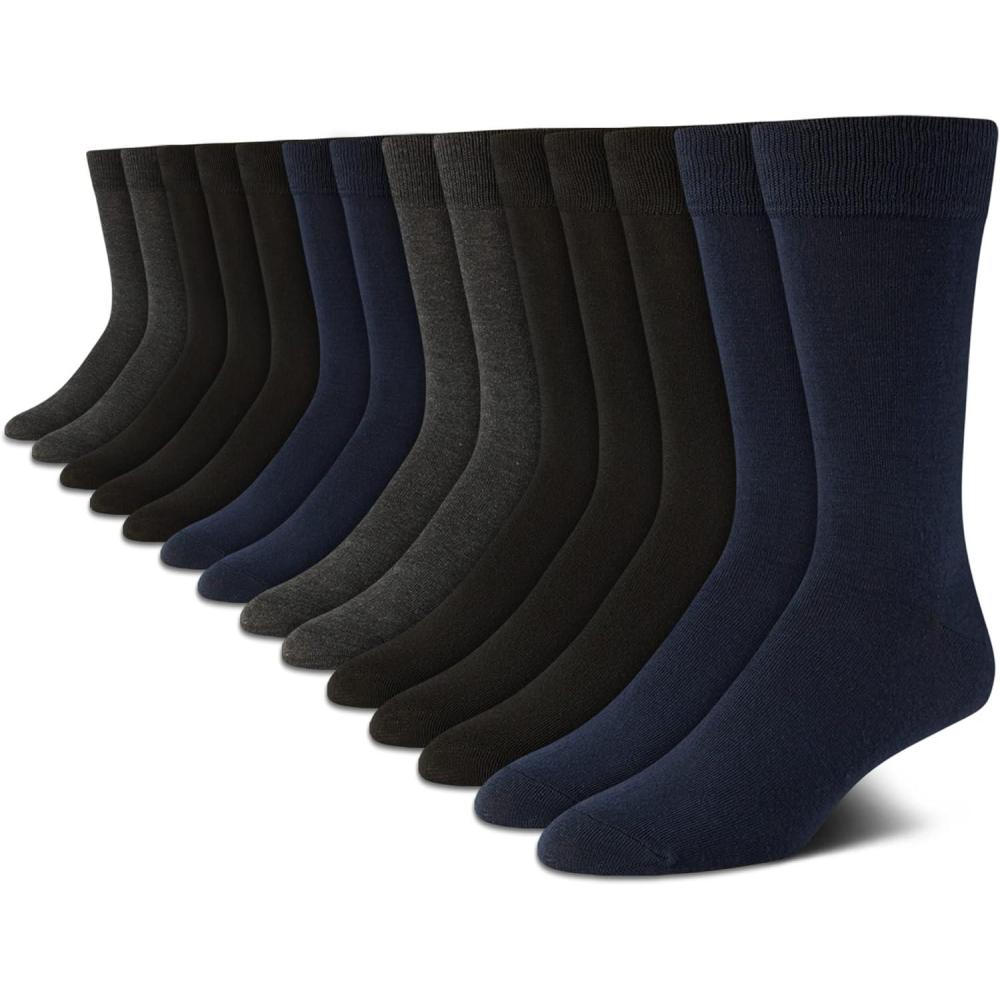 imageVan Heusen Mens Dress Socks  14 Pack Soft Stretch Moisture Wicking Stay Up Casual Work Socks for Men Sizes 6125NavyGreyBlack