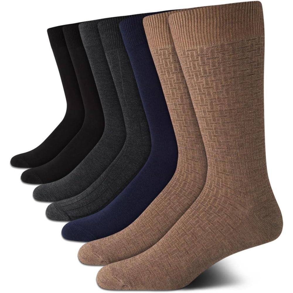 imageVan Heusen Mens Dress Socks 7 Pack Soft Stretch Moisturing Wicking Work Crew Socks for Men Sizes 6125Assorted Texture
