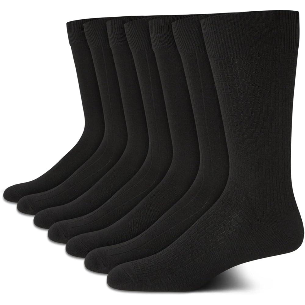 imageVan Heusen Mens Dress Socks  7 Pack Soft Stretch Moisturing Wicking Work Crew Socks for Men Sizes 6125Pure Black