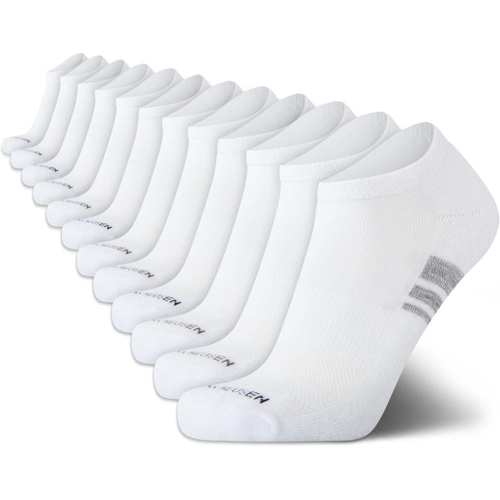 imageVan Heusen Mens Low Cut Socks  12 Pack Moisture Wicking Cushioned Athletic No Show Socks for MenAll White
