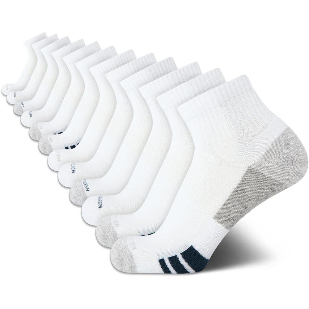 imageVan Heusen Mens Quarter Socks  12 Pack Soft Stretch Moisture Wicking Cushioned Athletic Ankle Socks for MenAssorted White
