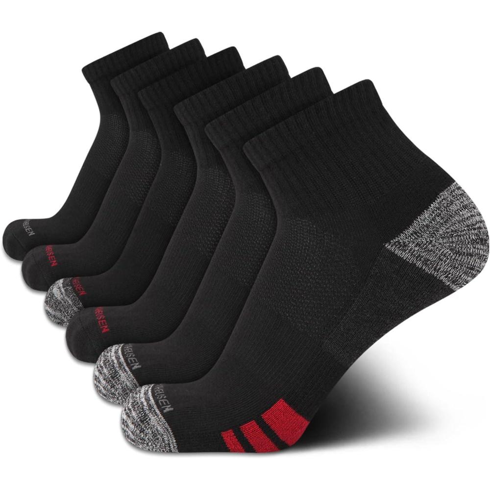 imageVan Heusen Mens Quarter Socks  6 Pack Soft Stretch Moisture Wicking Cushioned Athletic Ankle Socks for MenCoal Black