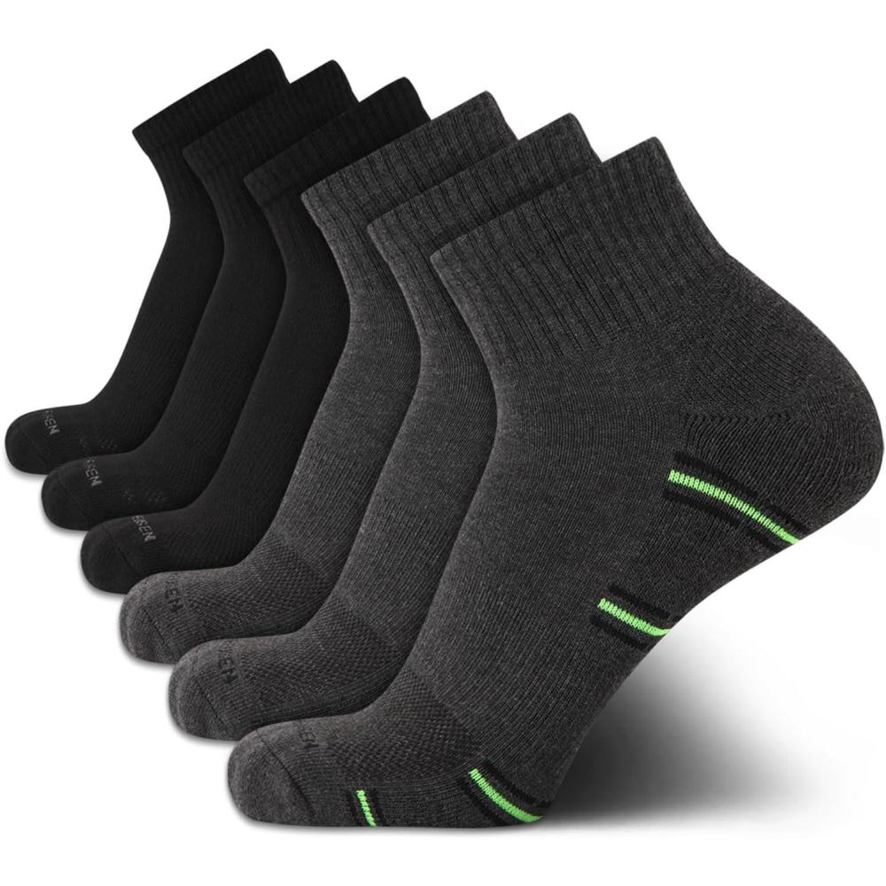 imageVan Heusen Mens Quarter Socks  6 Pack Soft Stretch Moisture Wicking Cushioned Athletic Ankle Socks for MenGrey HeatherBlack