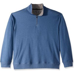 Van Heusen Mens Big and Tall Flex Long Sleeve 1/4 Zip Soft Sweater FleecePullover Sweater(Blue Thunder)