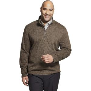 Van Heusen Mens Big and Tall Flex Long Sleeve 1/4 Zip Soft Sweater FleecePullover Sweater(Burnt Umber)