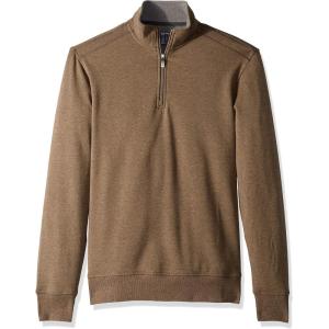 Van Heusen Mens Big and Tall Flex Long Sleeve 1/4 Zip Soft Sweater FleecePullover Sweater(Deep Brown Morel)