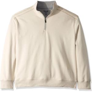 Van Heusen Mens Big and Tall Flex Long Sleeve 1/4 Zip Soft Sweater FleecePullover Sweater(Khaki Feather Gray)