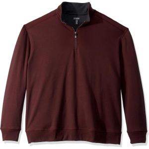 Van Heusen Mens Big and Tall Flex Long Sleeve 1/4 Zip Soft Sweater FleecePullover Sweater(Red Merlot)