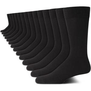 Van Heusen Mens Dress Socks – 14 Pack Soft Stretch Moisture Wicking Crew Socks for Men for Everyday Office Work Wear(All Black)