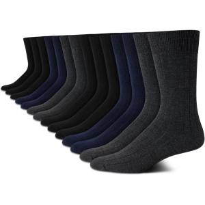 Van Heusen Mens Dress Socks – 14 Pack Soft Stretch Moisture Wicking Crew Socks for Men for Everyday Office Work Wear(Assorted)