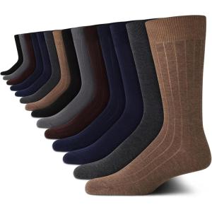 Van Heusen Mens Dress Socks – 14 Pack Soft Stretch Moisture Wicking Crew Socks for Men for Everyday Office Work Wear(Assorted Texture)