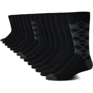 Van Heusen Mens Dress Socks – 14 Pack Soft Stretch Moisture Wicking Crew Socks for Men for Everyday Office Work Wear(Black Multi)