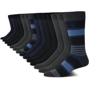 Van Heusen Mens Dress Socks – 14 Pack Soft Stretch Moisture Wicking Crew Socks for Men for Everyday Office Work Wear(Blue Stripe)