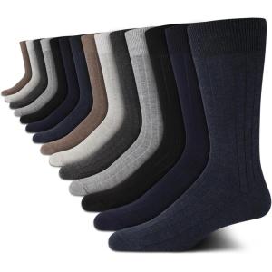Van Heusen Mens Dress Socks – 14 Pack Soft Stretch Moisture Wicking Crew Socks for Men for Everyday Office Work Wear(Blues)
