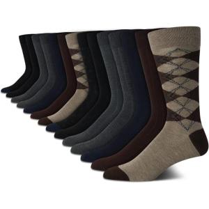 Van Heusen Mens Dress Socks – 14 Pack Soft Stretch Moisture Wicking Crew Socks for Men for Everyday Office Work Wear(Brown Heather)
