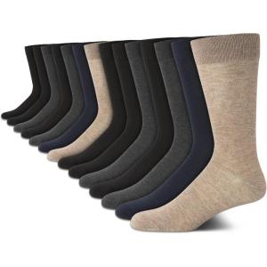 Van Heusen Mens Dress Socks – 14 Pack Soft Stretch Moisture Wicking Crew Socks for Men for Everyday Office Work Wear(Brown/Grey Multi)