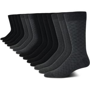 Van Heusen Mens Dress Socks – 14 Pack Soft Stretch Moisture Wicking Crew Socks for Men for Everyday Office Work Wear(Dark Grey Heather)