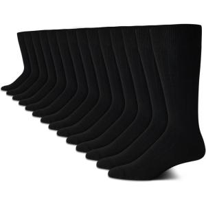 Van Heusen Mens Dress Socks – 14 Pack Soft Stretch Moisture Wicking Crew Socks for Men for Everyday Office Work Wear(Pure Black)