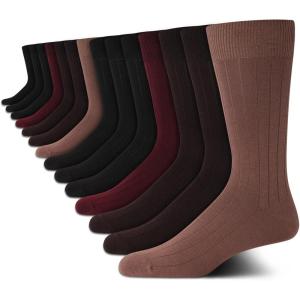 Van Heusen Mens Dress Socks – 14 Pack Soft Stretch Moisture Wicking Crew Socks for Men for Everyday Office Work Wear(Taupe)