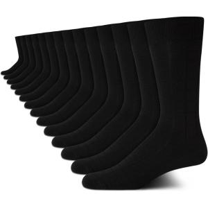 Van Heusen Mens Dress Socks – 14 Pack Soft Stretch Moisture Wicking Stay Up Casual Work Socks for Men (Sizes: 6-12.5)(Black)