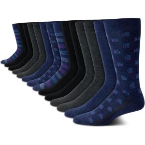 Van Heusen Mens Dress Socks – 14 Pack Soft Stretch Moisture Wicking Stay Up Casual Work Socks for Men (Sizes: 6-12.5)(Dark Denim Heather)