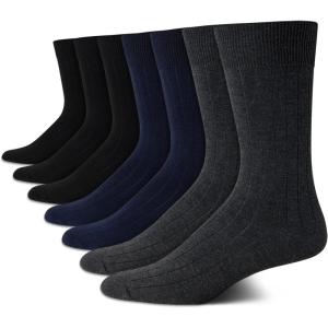 Van Heusen Mens Dress Socks – 7 Pack Soft Stretch Moisturing Wicking Work Crew Socks for Men (Sizes: 6-12.5)(Assorted)