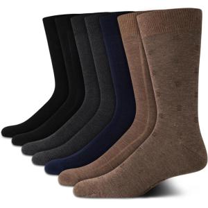 Van Heusen Mens Dress Socks – 7 Pack Soft Stretch Moisturing Wicking Work Crew Socks for Men (Sizes: 6-12.5)(Assorted Colors)