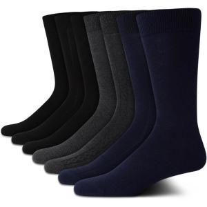 Van Heusen Mens Dress Socks – 7 Pack Soft Stretch Moisturing Wicking Work Crew Socks for Men (Sizes: 6-12.5)(Black Iris)