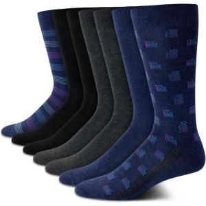 Van Heusen Mens Dress Socks – 7 Pack Soft Stretch Moisturing Wicking Work Crew Socks for Men (Sizes: 6-12.5)(Dark Denim Heather)