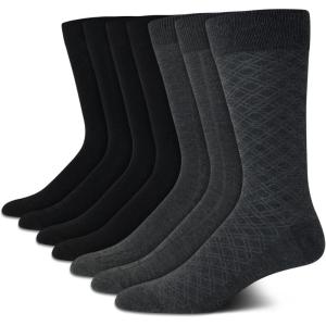 Van Heusen Mens Dress Socks – 7 Pack Soft Stretch Moisturing Wicking Work Crew Socks for Men (Sizes: 6-12.5)(Dark Grey Heather)