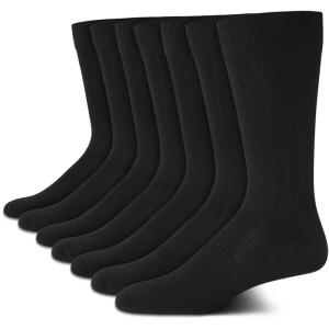 Van Heusen Mens Dress Socks – 7 Pack Soft Stretch Moisturing Wicking Work Crew Socks for Men (Sizes: 6-12.5)(Pure Black)