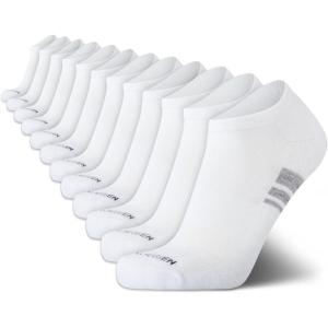 Van Heusen Mens Low Cut Socks – 12 Pack Moisture Wicking Cushioned Athletic No Show Socks for Men(All White)