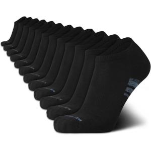 Van Heusen Mens Low Cut Socks – 12 Pack Moisture Wicking Cushioned Athletic No Show Socks for Men(Black)
