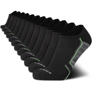 Van Heusen Mens Low Cut Socks – 12 Pack Moisture Wicking Cushioned Athletic No Show Socks for Men(Black Green Line)