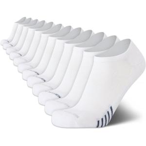 Van Heusen Mens Low Cut Socks – 12 Pack Moisture Wicking Cushioned Athletic No Show Socks for Men(White)