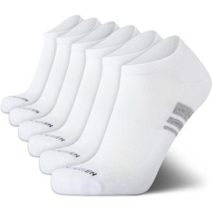 Van Heusen Mens Low Cut Socks – 6 Pack Moisture Wicking Cushioned Athletic No Show Socks for Men(All White)
