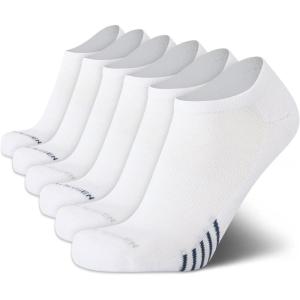 Van Heusen Mens Low Cut Socks – 6 Pack Moisture Wicking Cushioned Athletic No Show Socks for Men(White)
