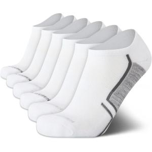 Van Heusen Mens Low Cut Socks – 6 Pack Moisture Wicking Cushioned Athletic No Show Socks for Men(White Grey Line)