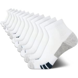Van Heusen Mens Quarter Socks – 12 Pack Soft Stretch Moisture Wicking Cushioned Athletic Ankle Socks for Men(Assorted White)
