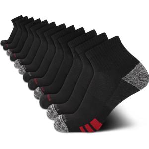 Van Heusen Mens Quarter Socks – 12 Pack Soft Stretch Moisture Wicking Cushioned Athletic Ankle Socks for Men(Coal Black)